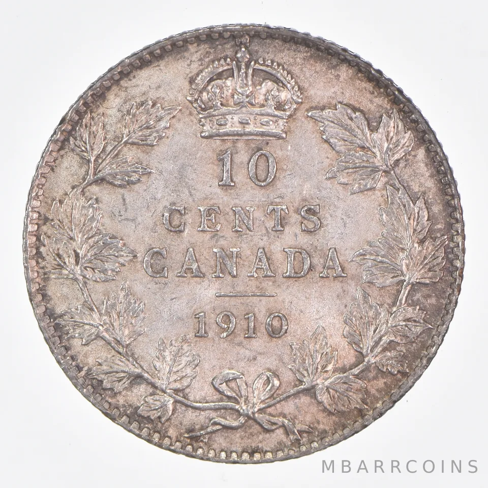 Better Date - 1910 Canada 10 Cents World Coin- Silver *080