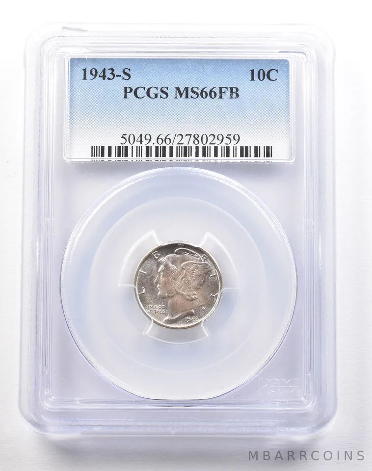 1943-S Mercury Dime MS66 FB PCGS Great Color *1855