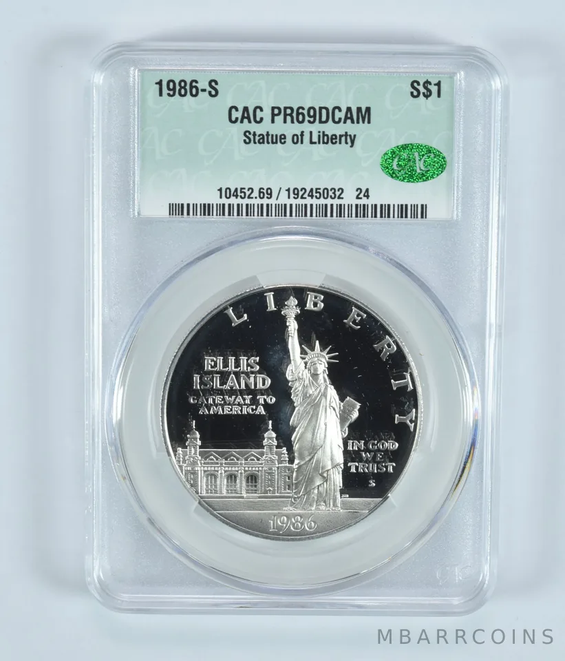 1986-S Statue Of Liberty Commemorative Silver Dollar PR69 DCAM CAC CACg