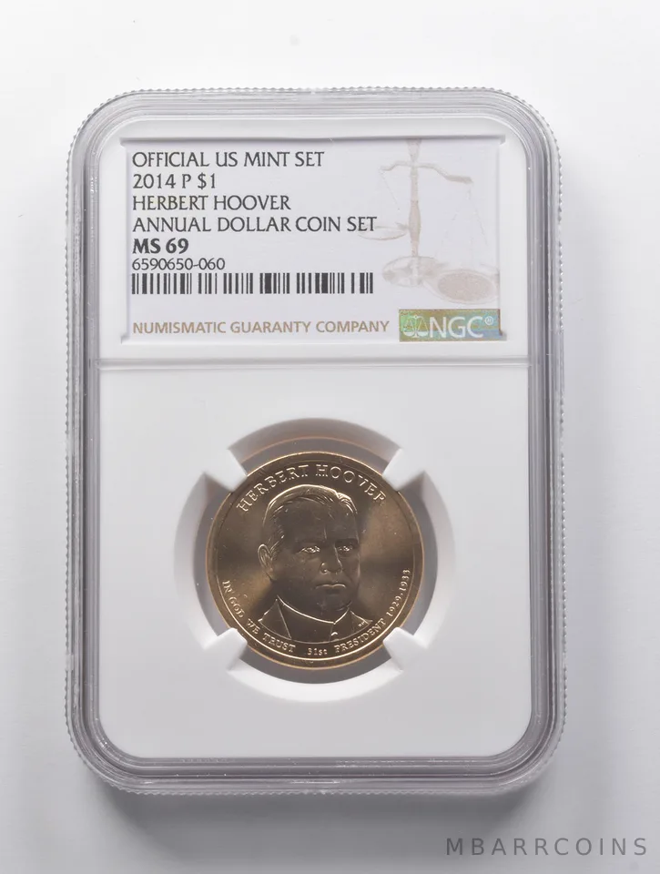 MS69 2014-P Herbert Hoover Presidential Dollar Annual Dollar Coin Set NGC a9064