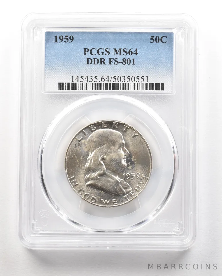 1959 Franklin Half Dollar DDR FS-801 MS64 PCGS a4853
