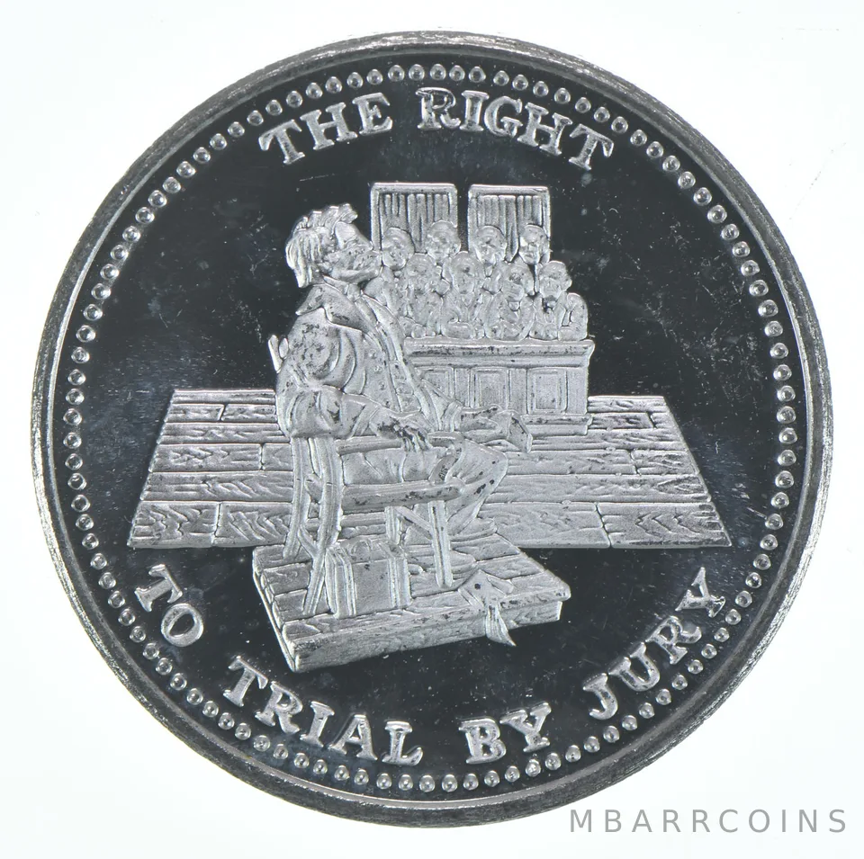 1 Oz Silver Art Round Right To Trial By Jury Johnson Matthey