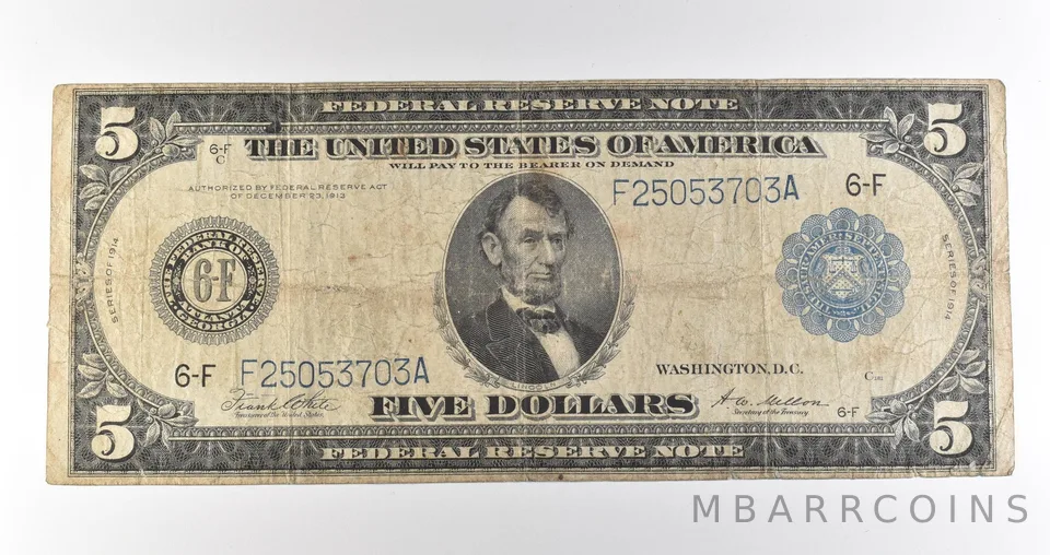 1914 $5 Atlanta GA FRN Blue Seal Large Note Fr#867a *4642