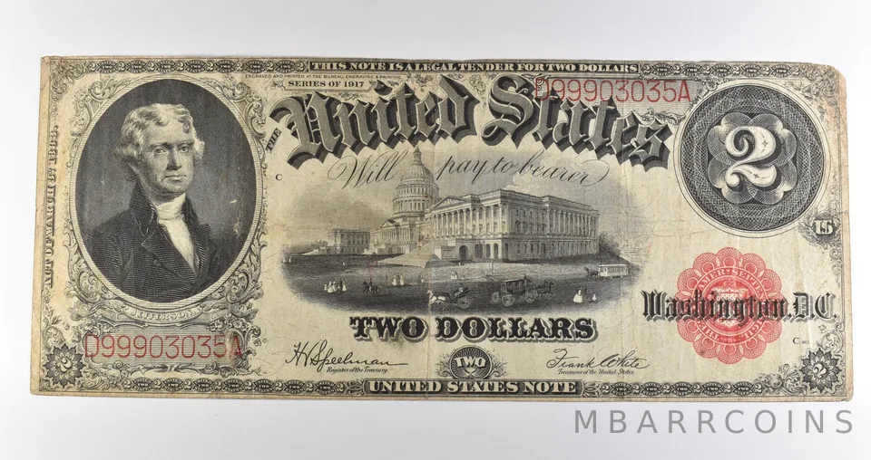 1917 $2 Legal Tender Large Note Red Seal *3564
