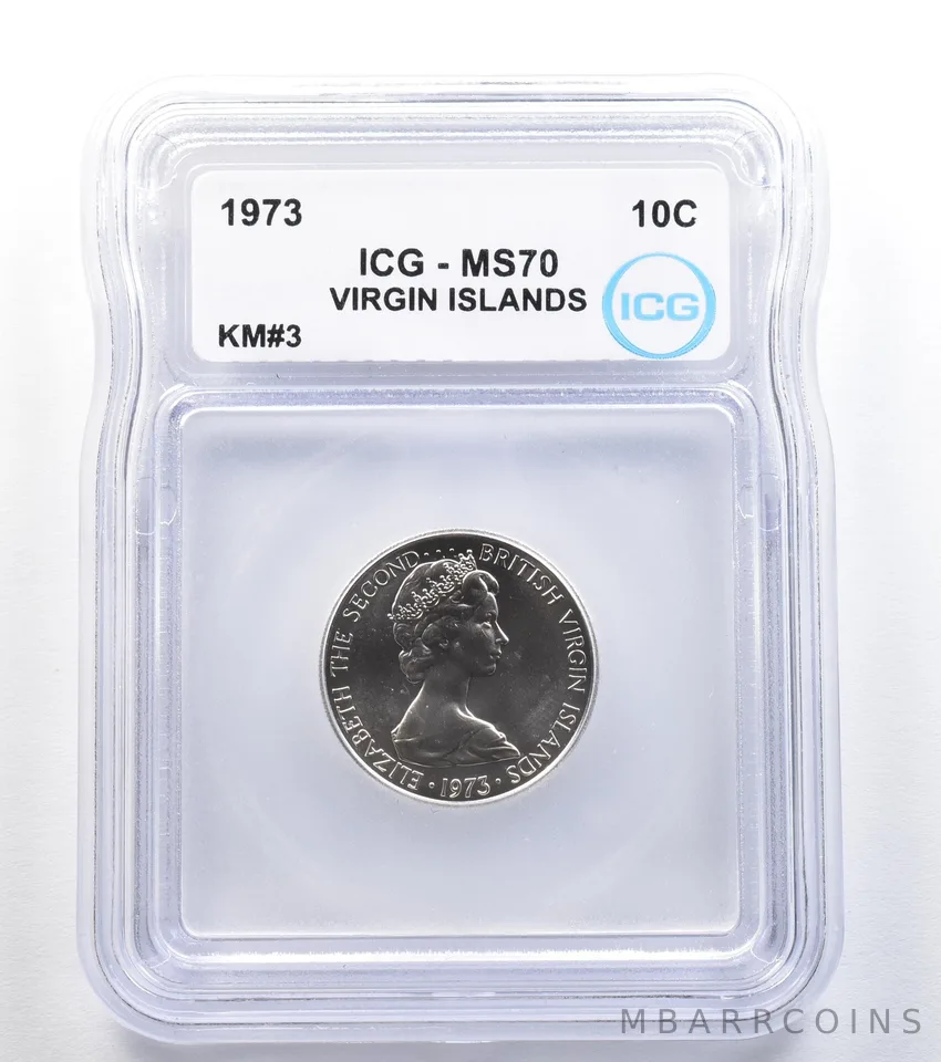 1973 Virgin Islands 10 Cents KM#3 MS70 ICG *7982