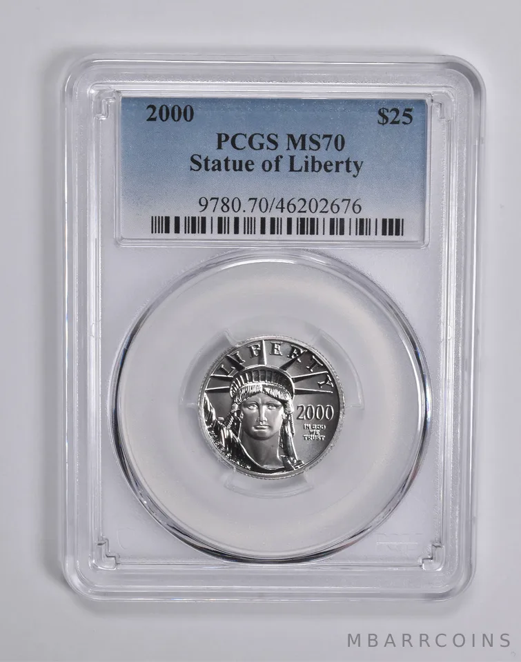 MS70 2000 $25 Statue Of Liberty 1/4 Oz Platinum PCGS a6585
