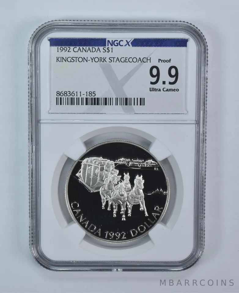 1992 Canada 1 Dollar Silver Kingston-York Stagecoach Proof 9.9 UCAM NGC X NGCX