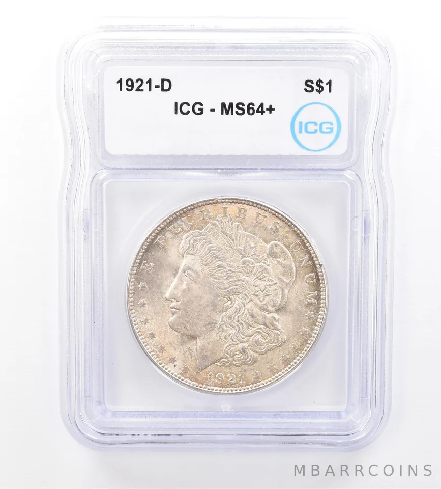 1921-D Morgan Silver Dollar MS64+ ICG Beautiful Tone *1688