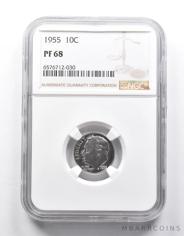 PF68 1955 Roosevelt Dime NGC a9995