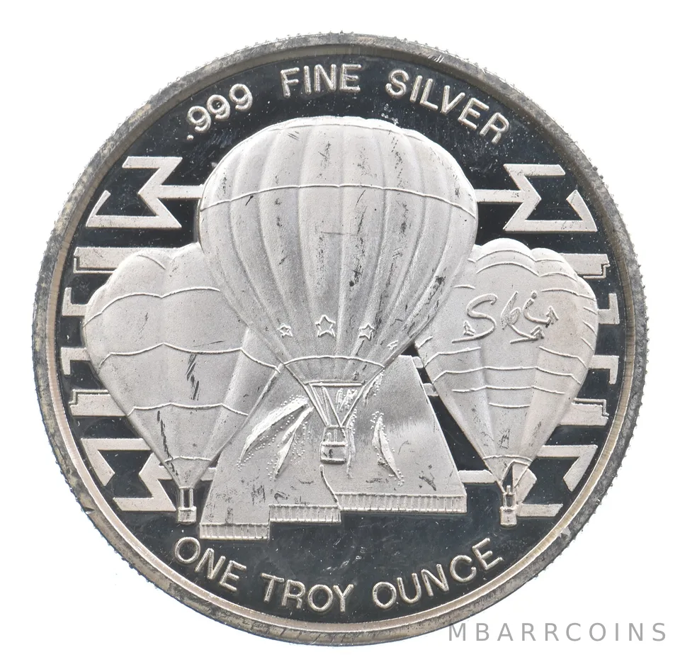 VINTAGE Art Bar/Round 1990 Balloon Glow Limited 2nd Edition Silver 1 T Oz *230