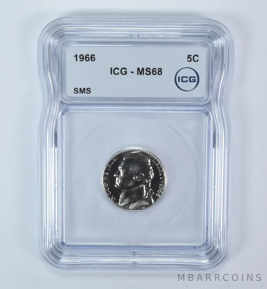 1966 Jefferson Nickel SMS MS68 ICG