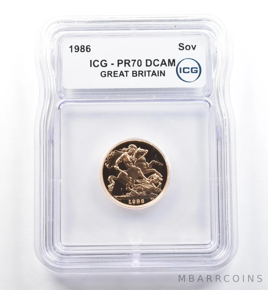 1986 Great Britain Gold Sovereign PR70 DCAM ICG *6507
