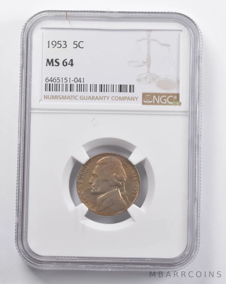 MS64 1953 Jefferson Nickel NGC a5762