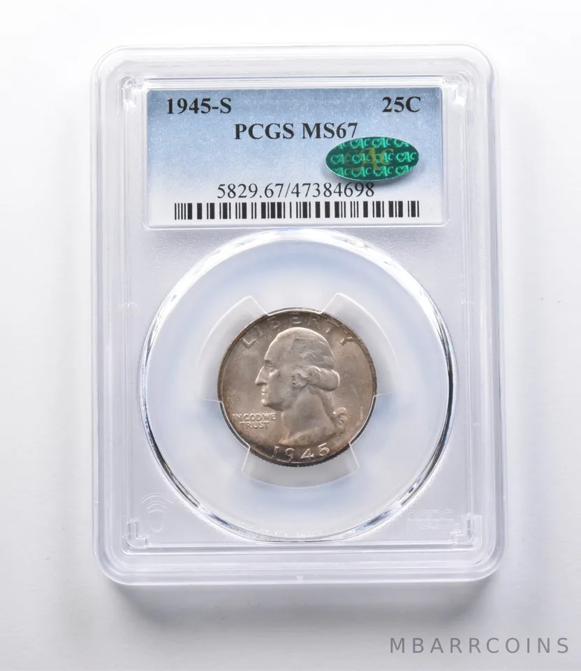 MS67 1945-S Washington Quarter CAC PCGS *2674