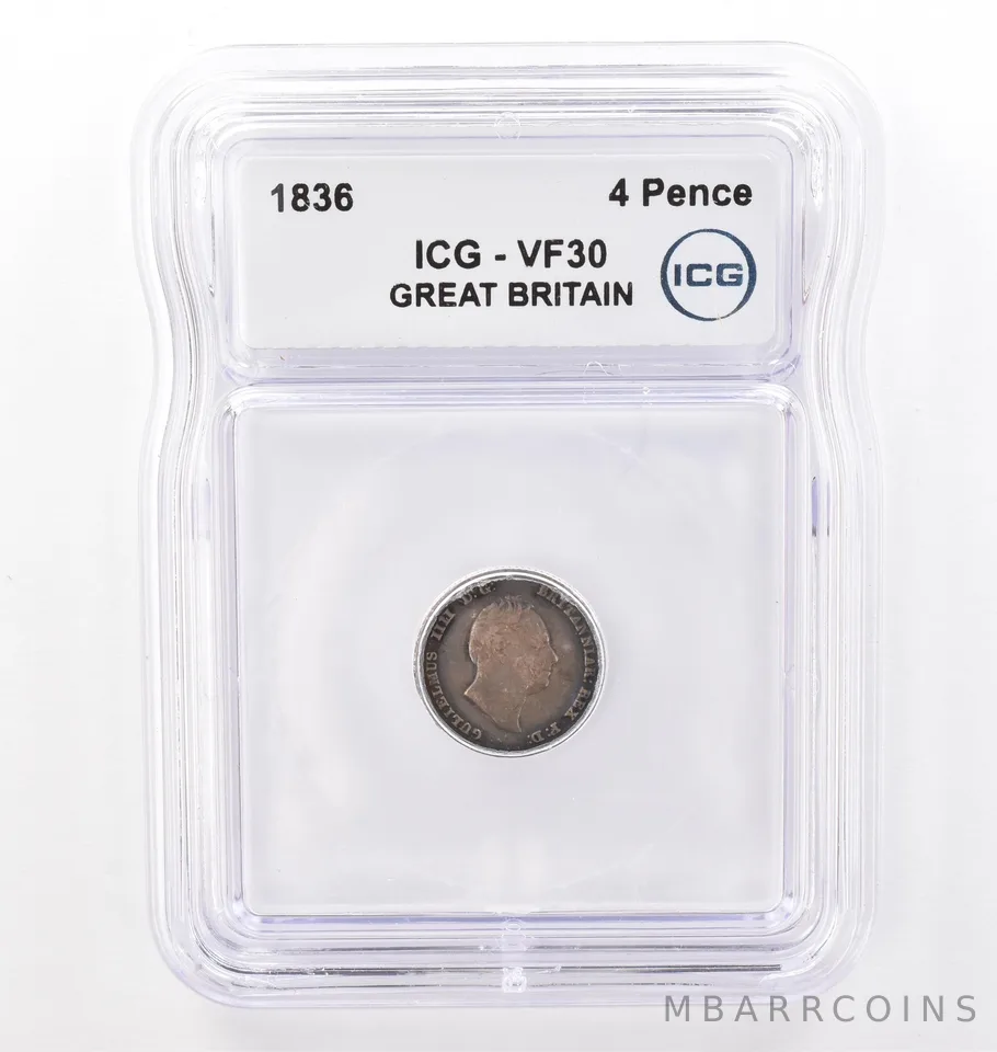 1836 Great Britain 4 Pence VF30 ICG Beautiful Tone *0107