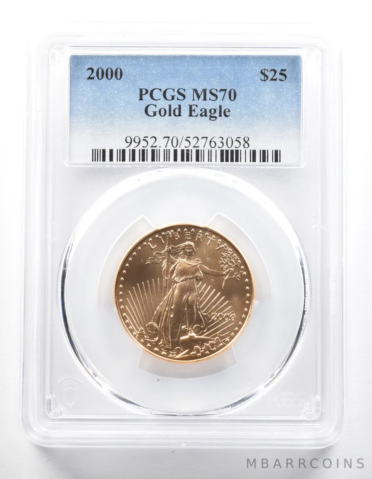 2000 $25 American Gold Eagle 1/2 Oz Gold MS70 PCGS