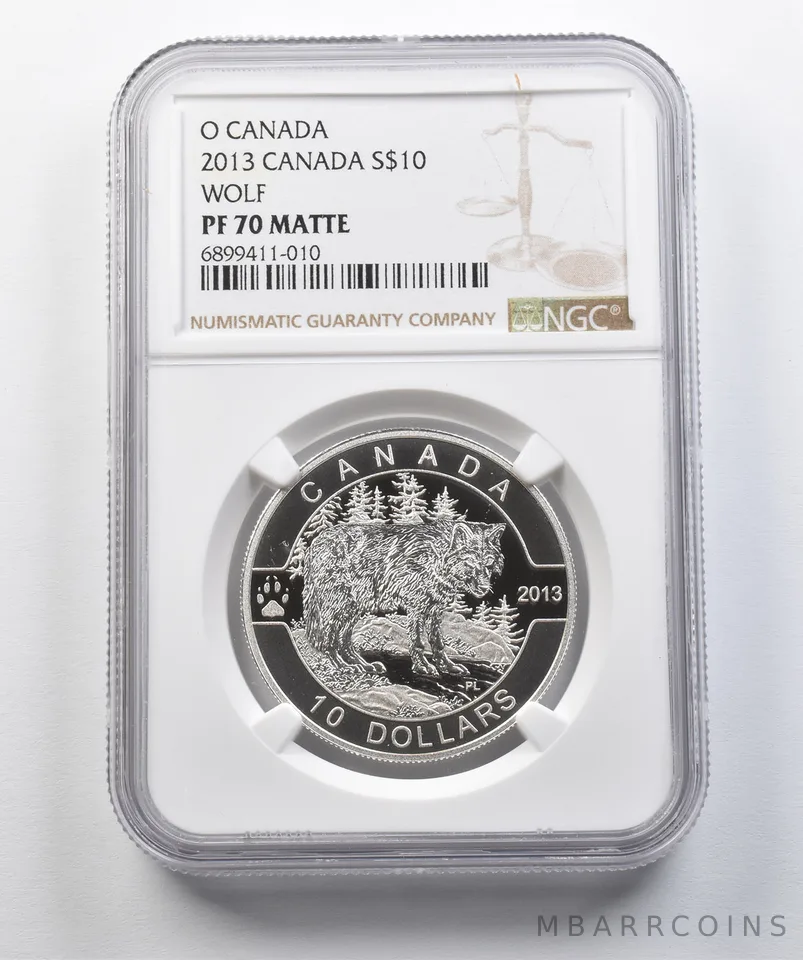 2013 Canada 10 Dollars Silver O Canada Wolf PF70 Matte NGC *4389