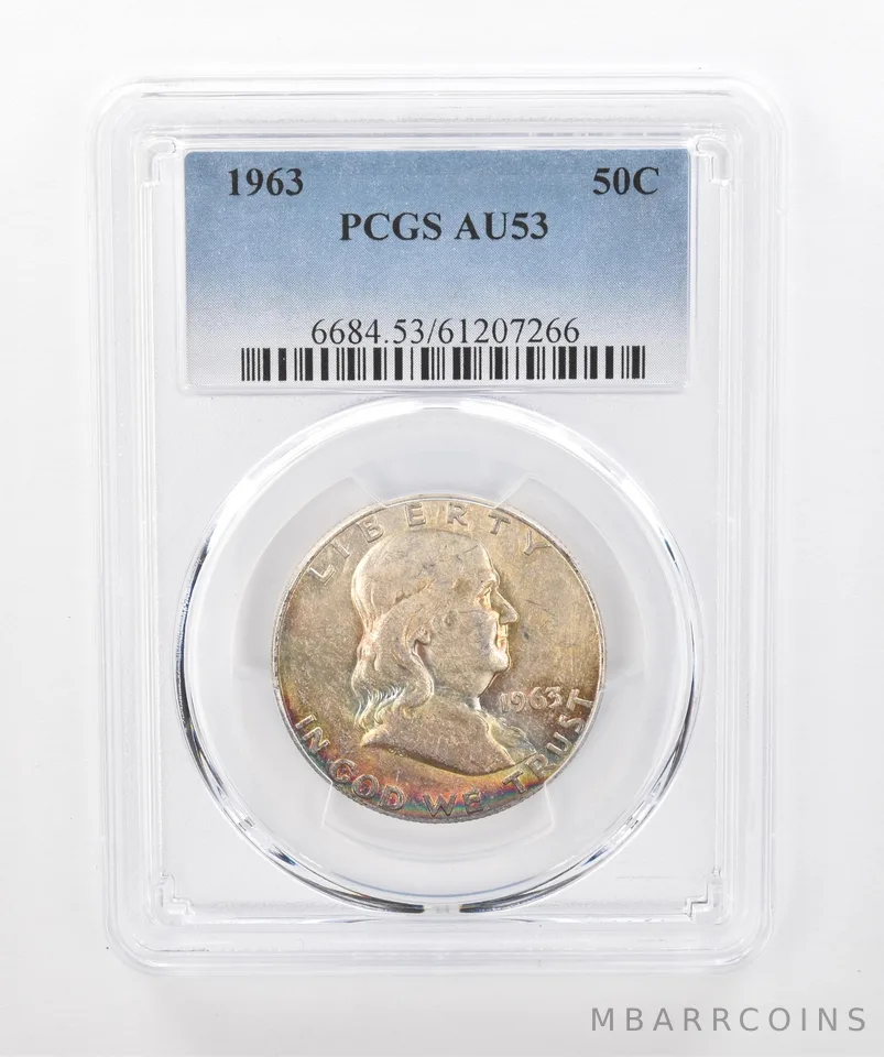 1963 Franklin Half Dollar AU53 PCGS Beautiful Tone *1457
