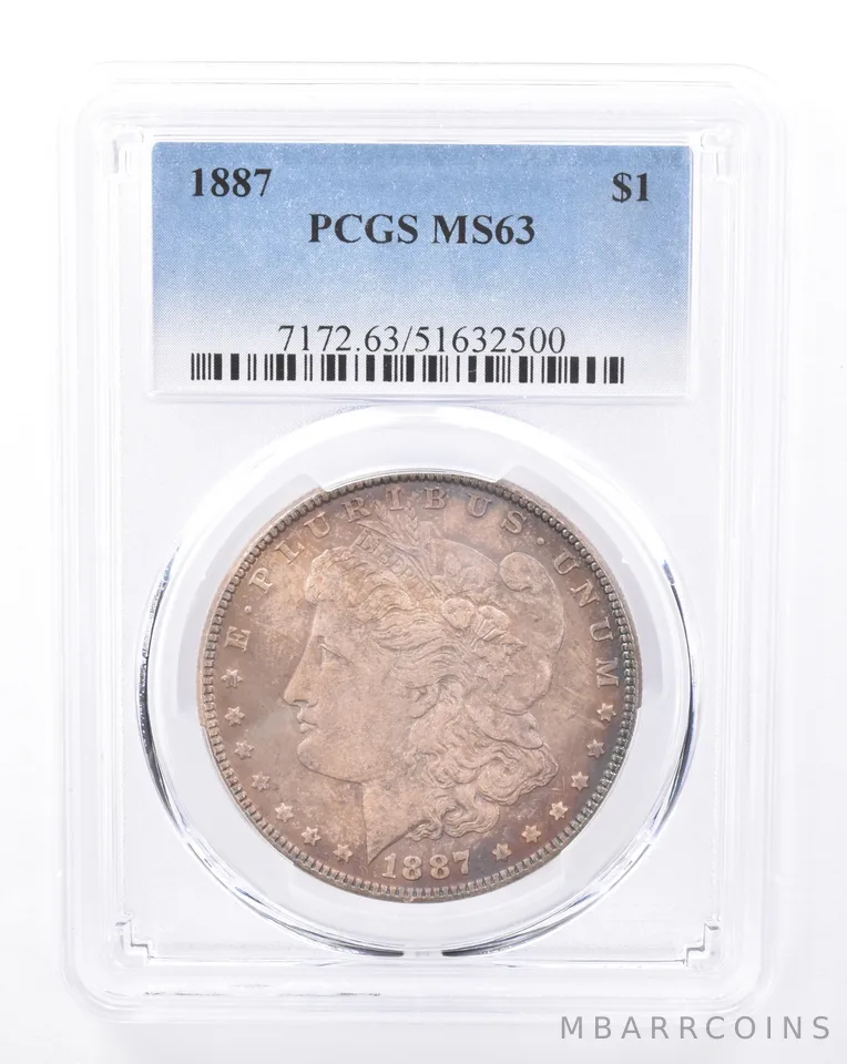 1887 Morgan Silver Dollar MS63 PCGS Beautiful Tone *9429