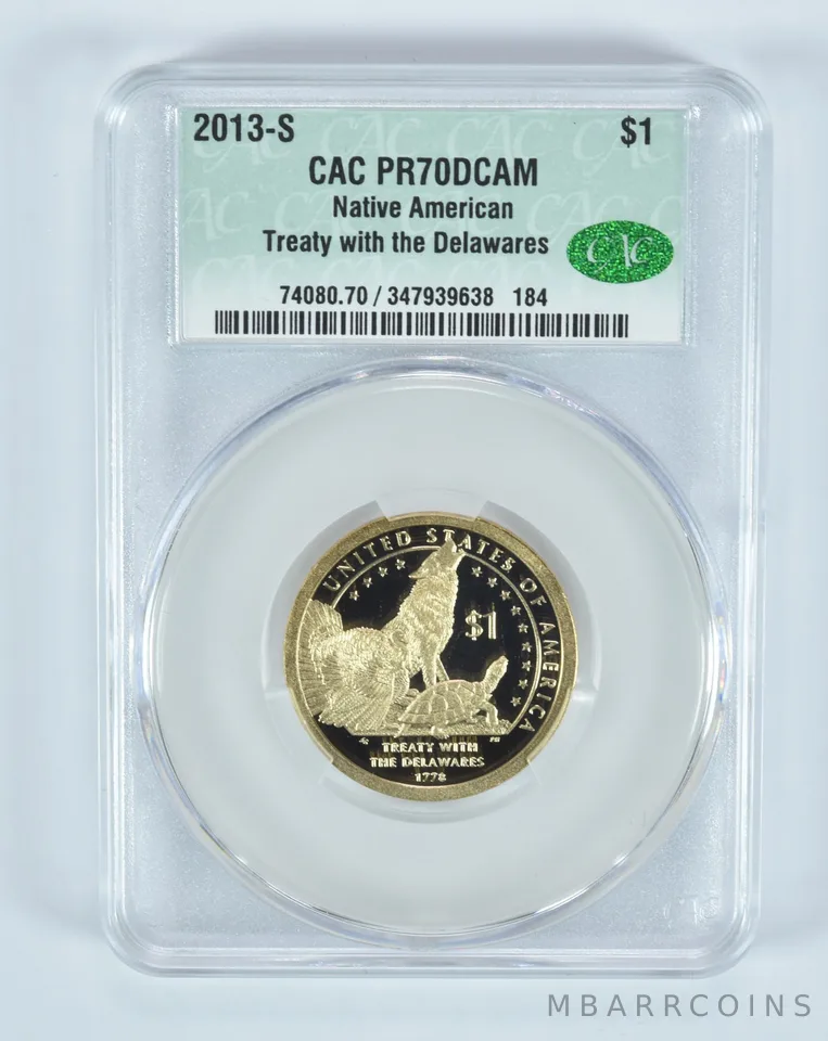 2013-S Sacagawea $1 Treaty With Delawares PR69 CAC CACg