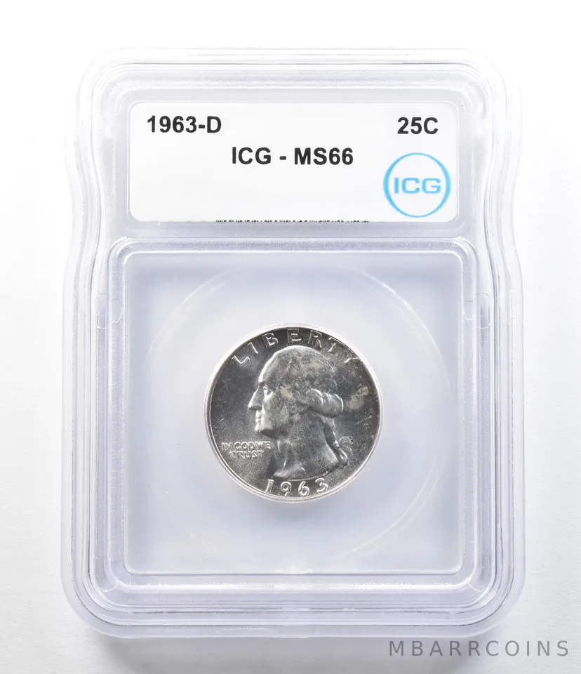 1963-D Washington Quarter MS66 ICG - Strike Through Error *0386