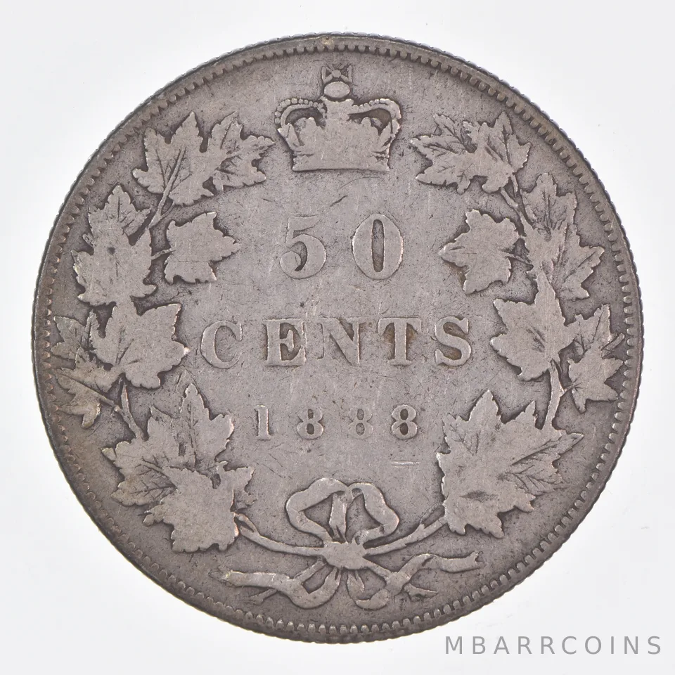Better Date - 1888 Canada 50 Cents World Coin- Silver *419