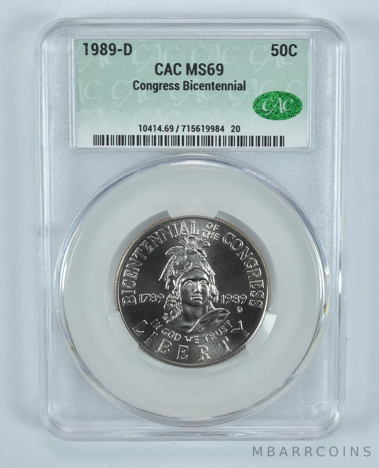 1989-D Congress Bicentennial Commemorative Half Dollar MS69 CAC CACg