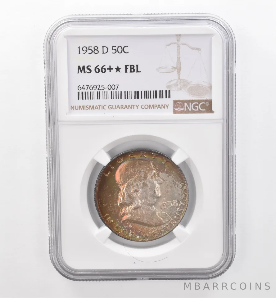 1958-D Franklin Half Dollar MS66+* STAR FBL NGC Beautiful Tone *1845