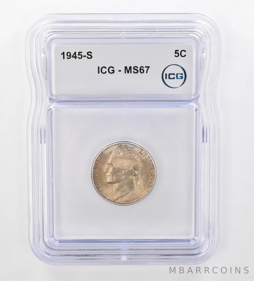 1945-S Jefferson Nickel MS67 ICG Beautiful Tone *0891