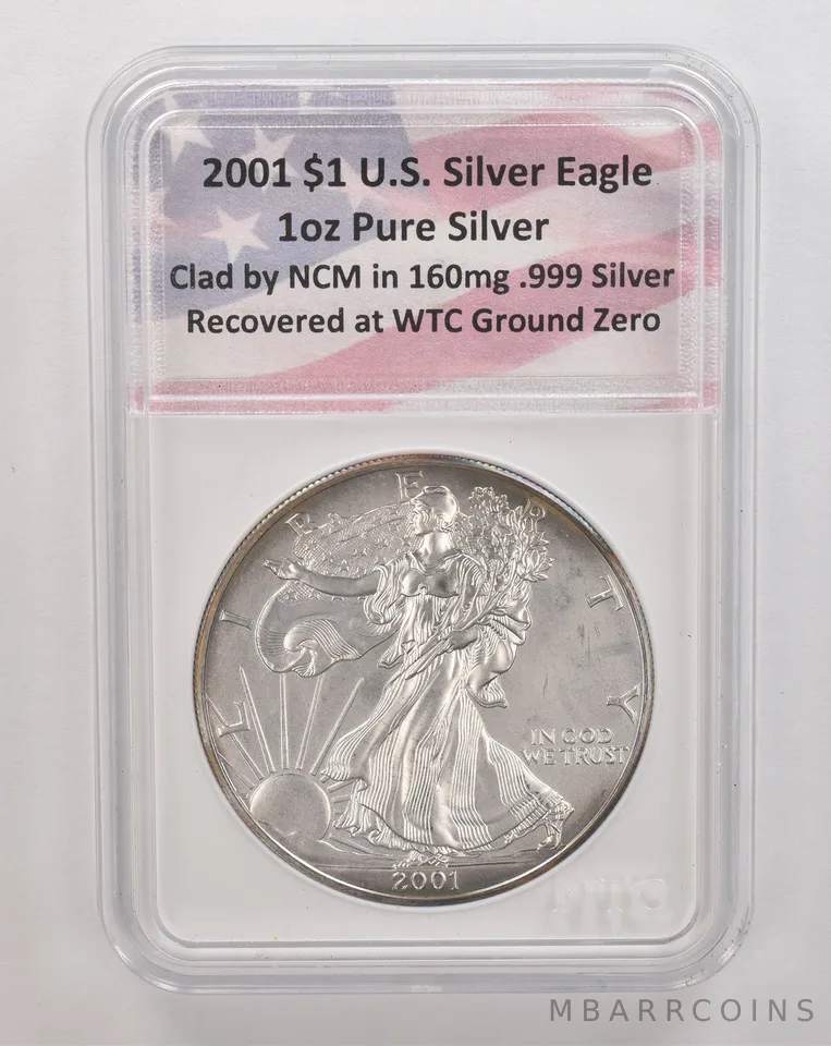 2001 American Silver Eagle WTC Ground Zero Beautiful Tone *4327