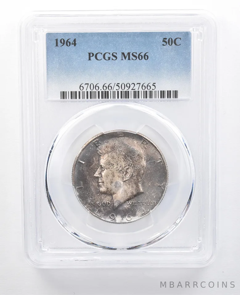 1964 Kennedy Half Dollar MS66 PCGS Beautiful Blue Tone *7679