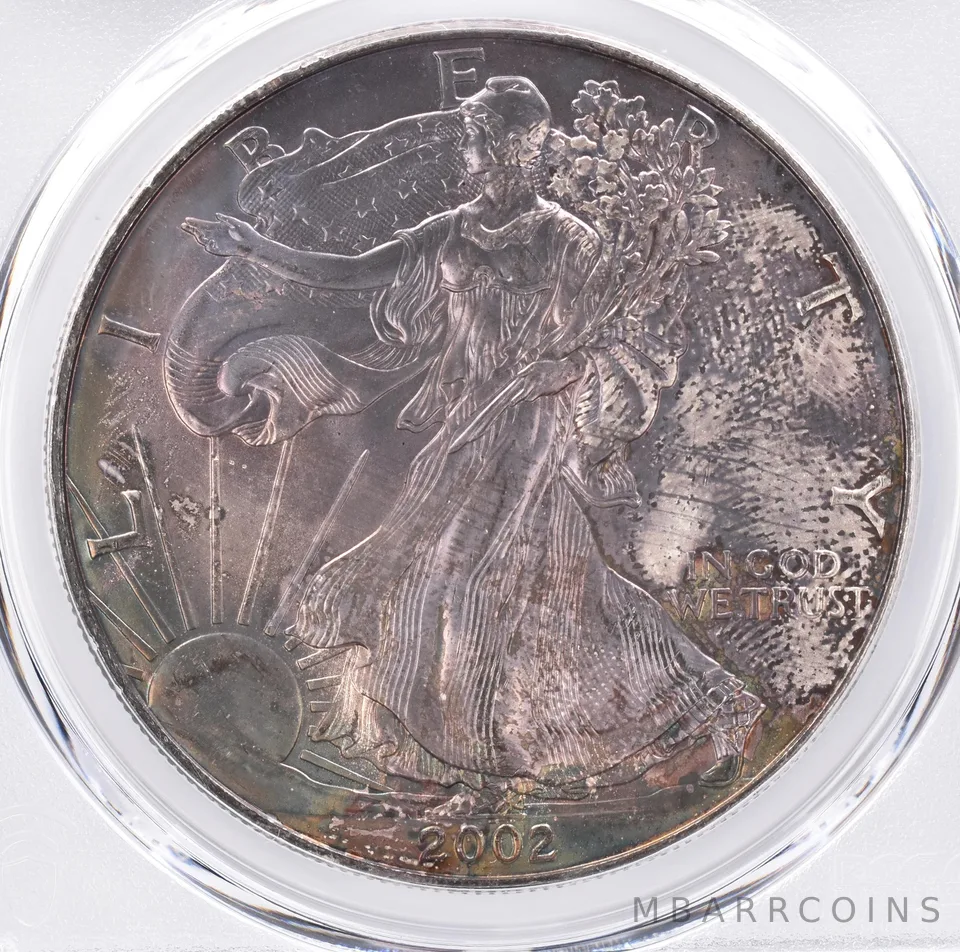 2002 American Silver Eagle MS66 PCGS Beautiful Tone *1398