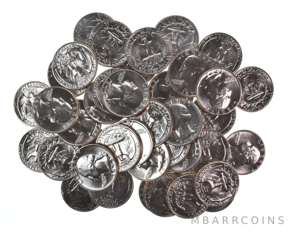 Lot (40) 1972-D Washington Quarter Clad Unc Roll