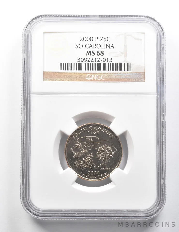 2000-P Washington State Quarter South Carolina MS68 NGC a9384