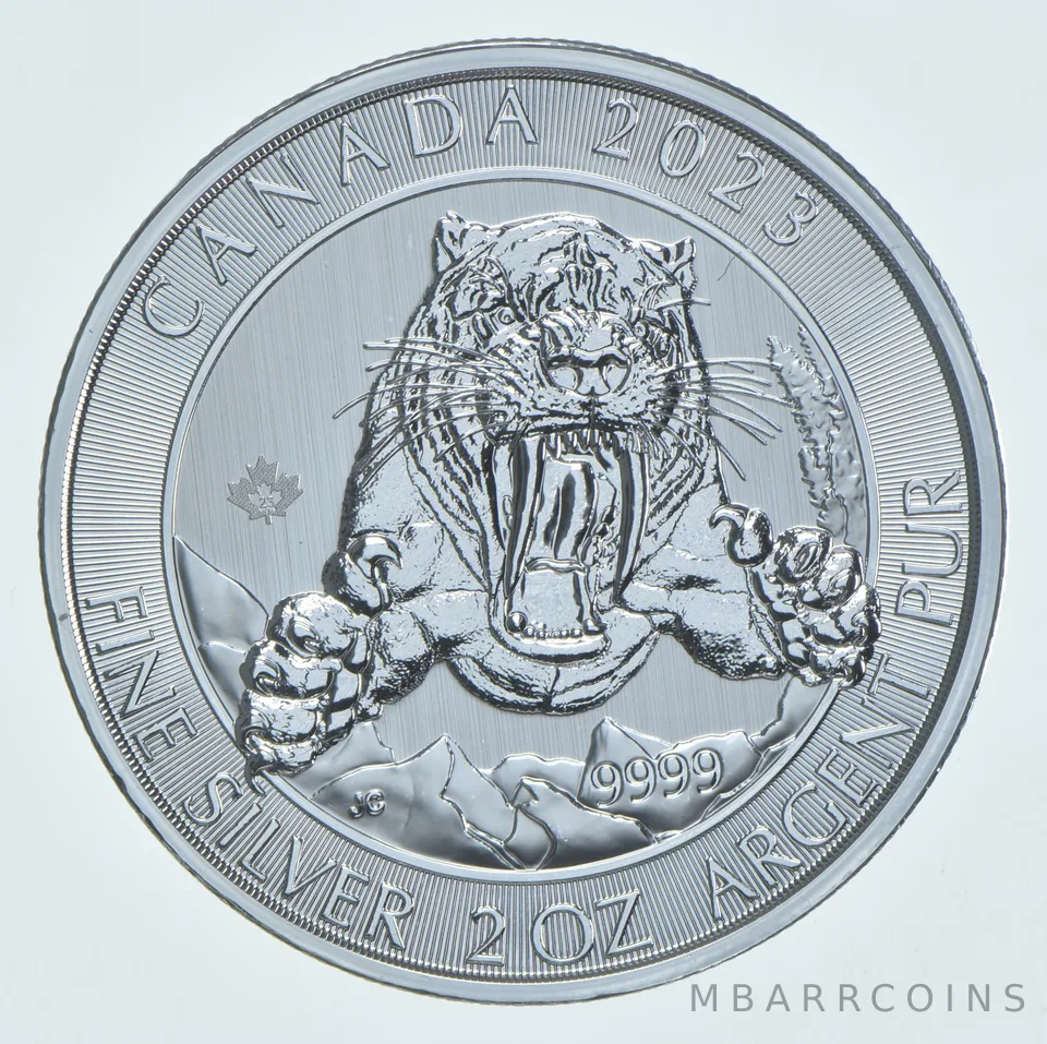2023 Canada 10 Dollars Silver Smilodon 2 Oz .9999 Silver