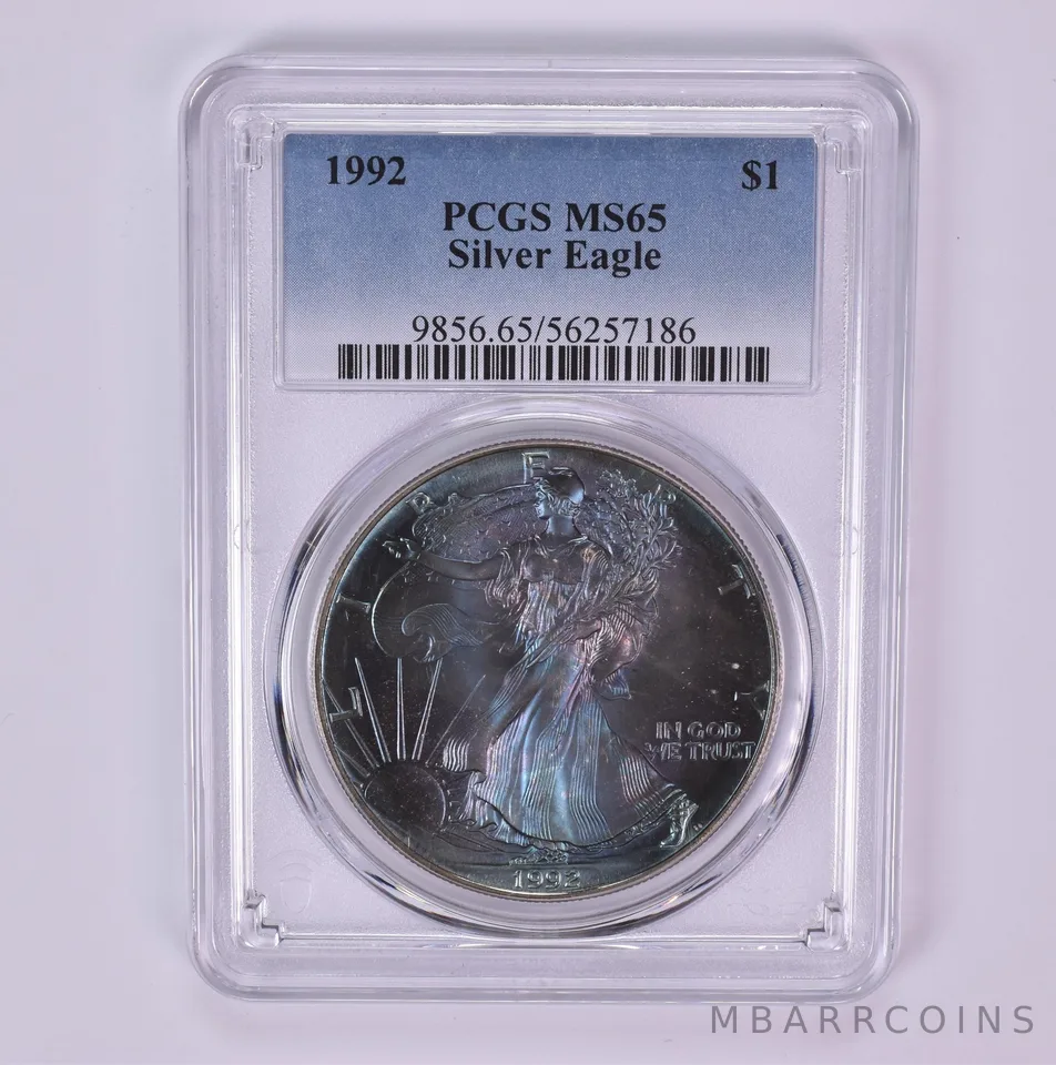 1992 American Silver Eagle MS65 PCGS Beautiful Tone *1532