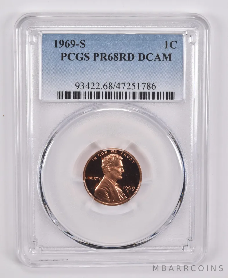 1969-S Lincoln Memorial Cent PR68 RD DCAM PCGS Blue Label