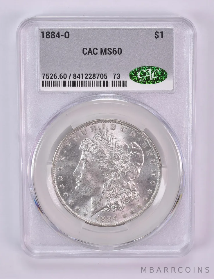 1884-O Morgan Silver Dollar MS60 CAC CACg