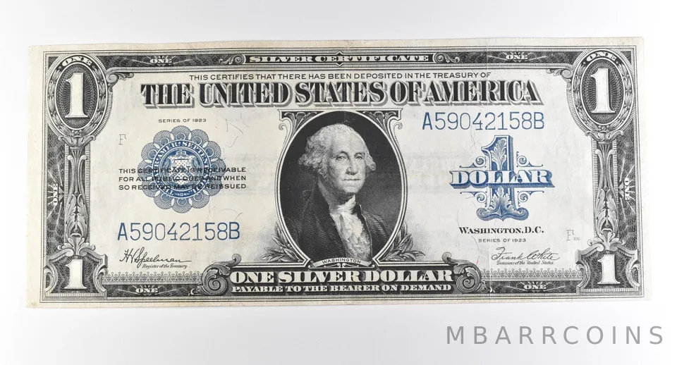1923 $1 Silver Certificate Large Note Blue Seal *3701