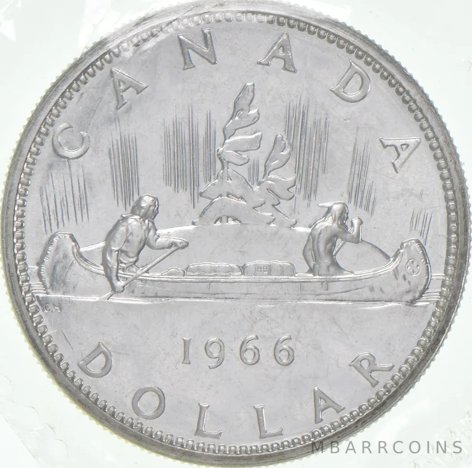 1966 Canada 80% Silver Canadian Silver Dollar Proof Like PL Sealed Cello
