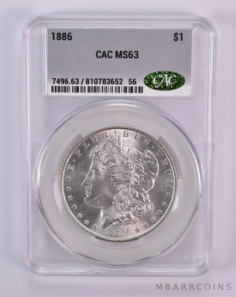 1886 Morgan Silver Dollar MS63 CAC CACg