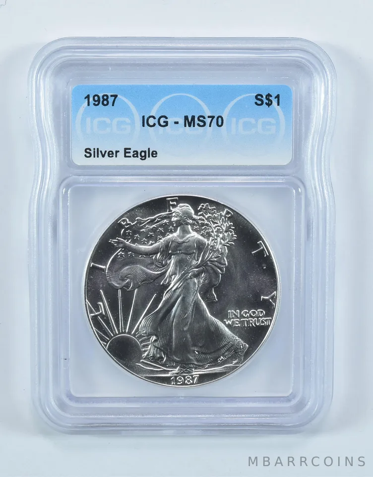 1987 American Silver Eagle MS70 ICG