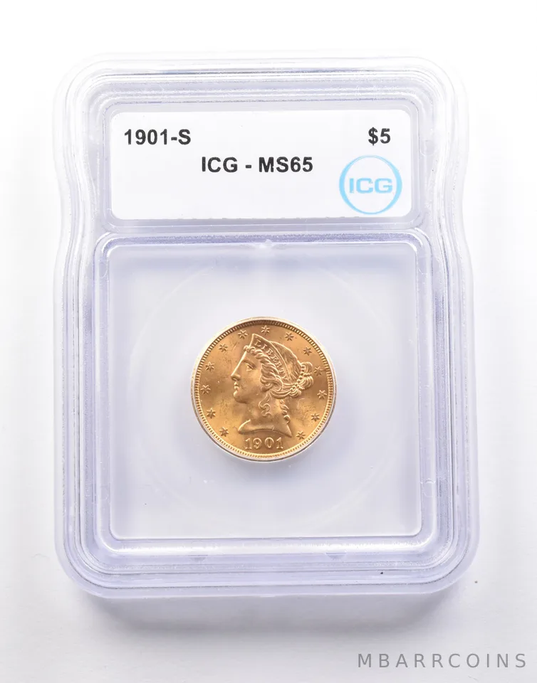 1901-S $5 Liberty Head Gold Half Eagle MS65 ICG *5148
