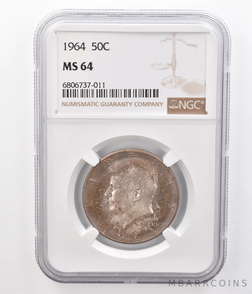 1964 Kennedy Half Dollar MS64 NGC Beautifully Toned *8614