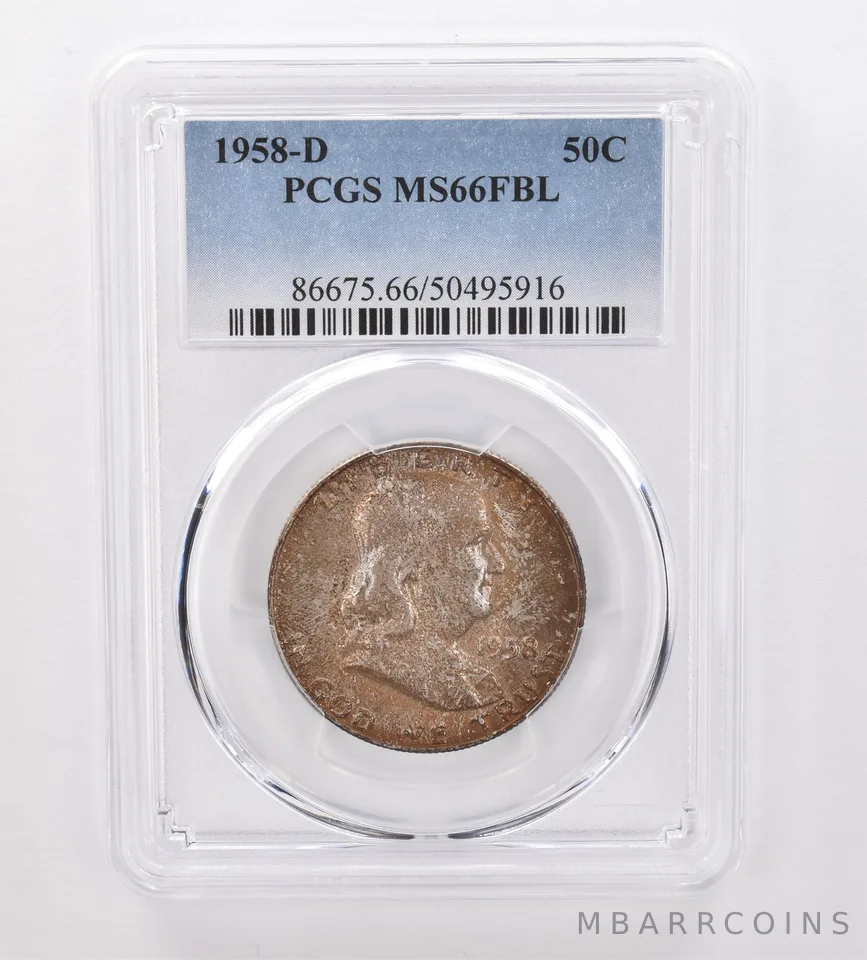 1958-D Franklin Half Dollar MS66 FBL PCGS Beautiful Tone *9973