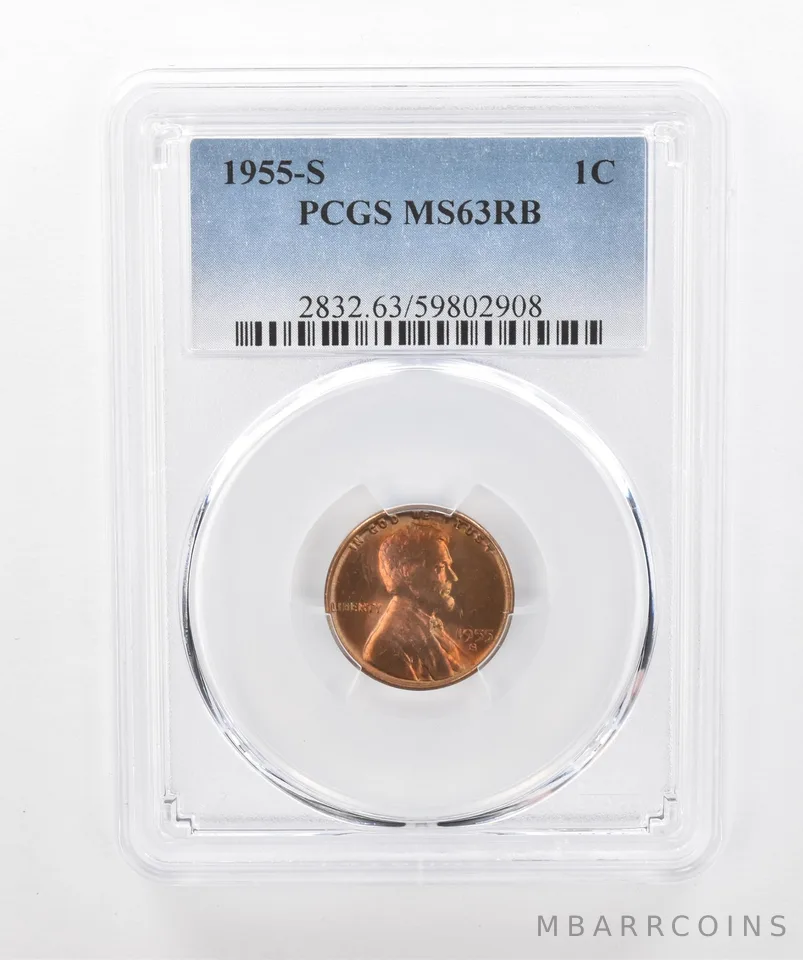 1955-S Lincoln Wheat Cent MS63 RB PCGS Beautiful Tone *3007