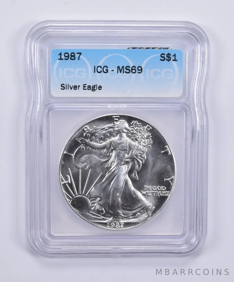 1987 American Silver Eagle MS69 ICG