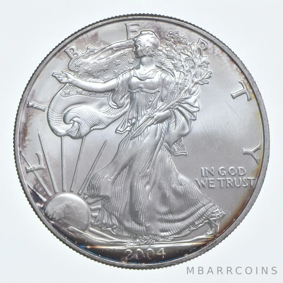 Beautiful Toned - 2004 American Silver Eagle 1 Troy Oz .999 Fine Silver *960