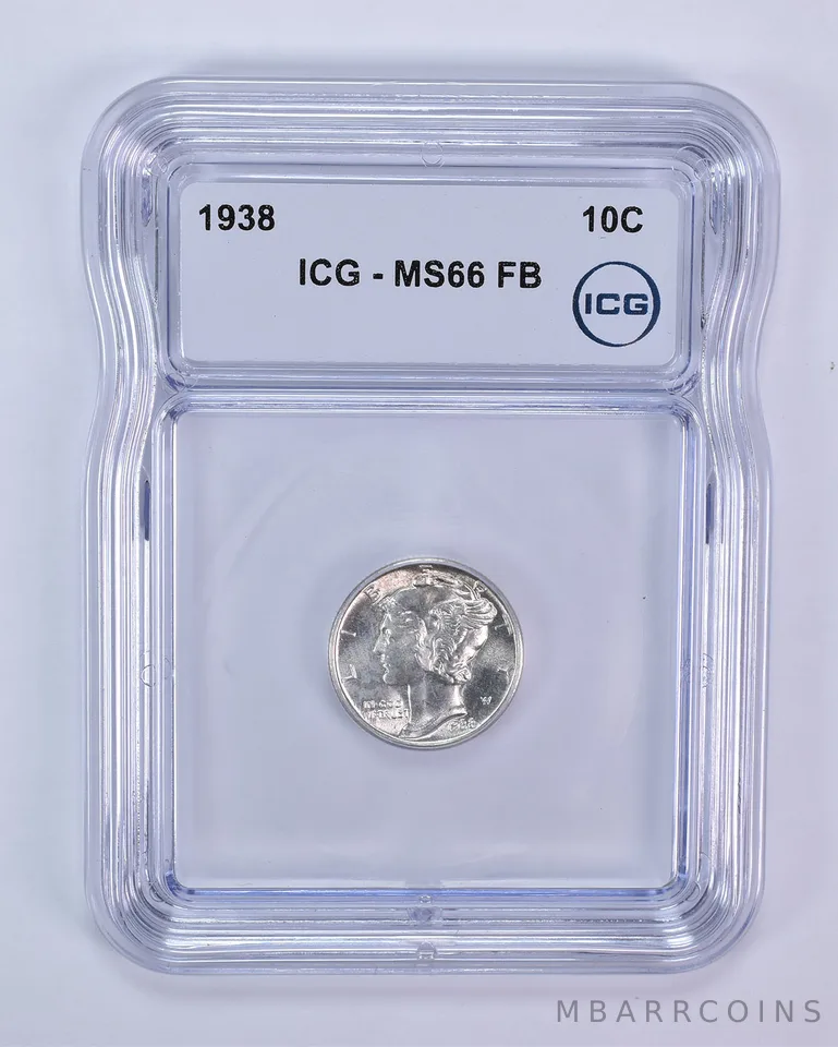 1938 Mercury Dime MS66 FB ICG