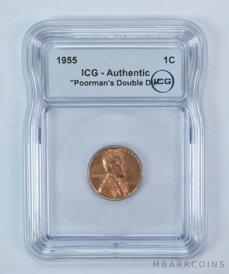 1955 Lincoln Wheat Cent Poorman's Double Die Authentic ICG